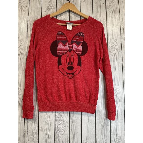 Disney Parks Minnie Mouse Red Long Sleeve Light Sweater Size Small - Picture 1 of 8